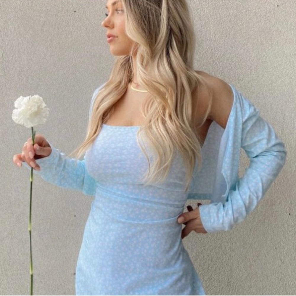 437 daisy eclipse slip dress + cardigan 2 piece matching set